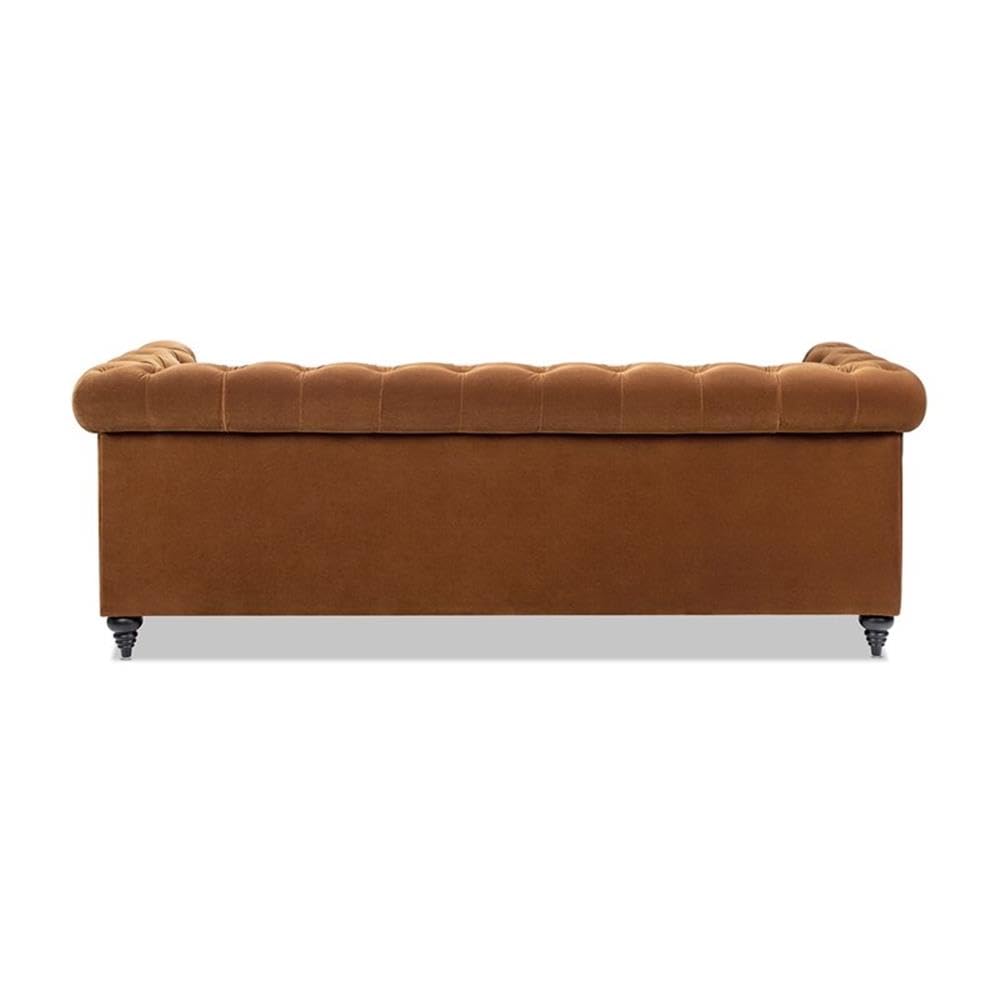 Burnt Orange Velvet Tufted Chesterfield Sofa S78372