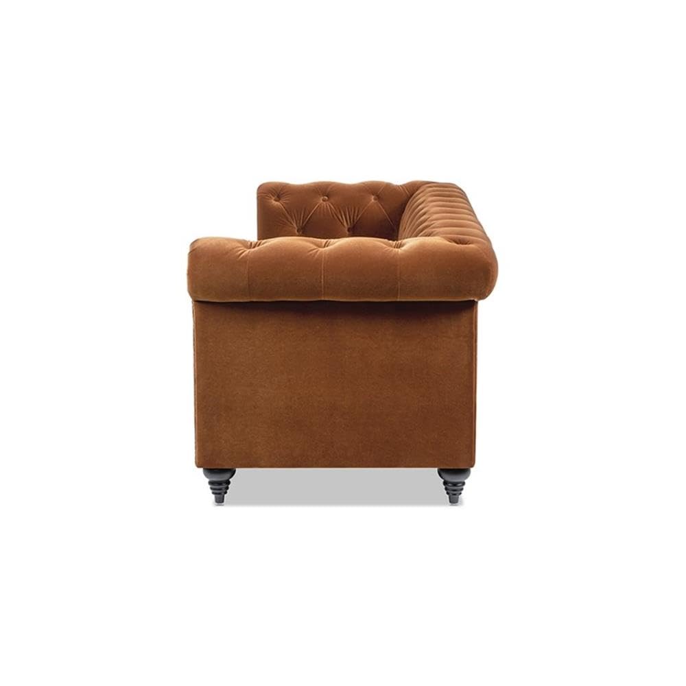 Burnt Orange Velvet Tufted Chesterfield Sofa S78372