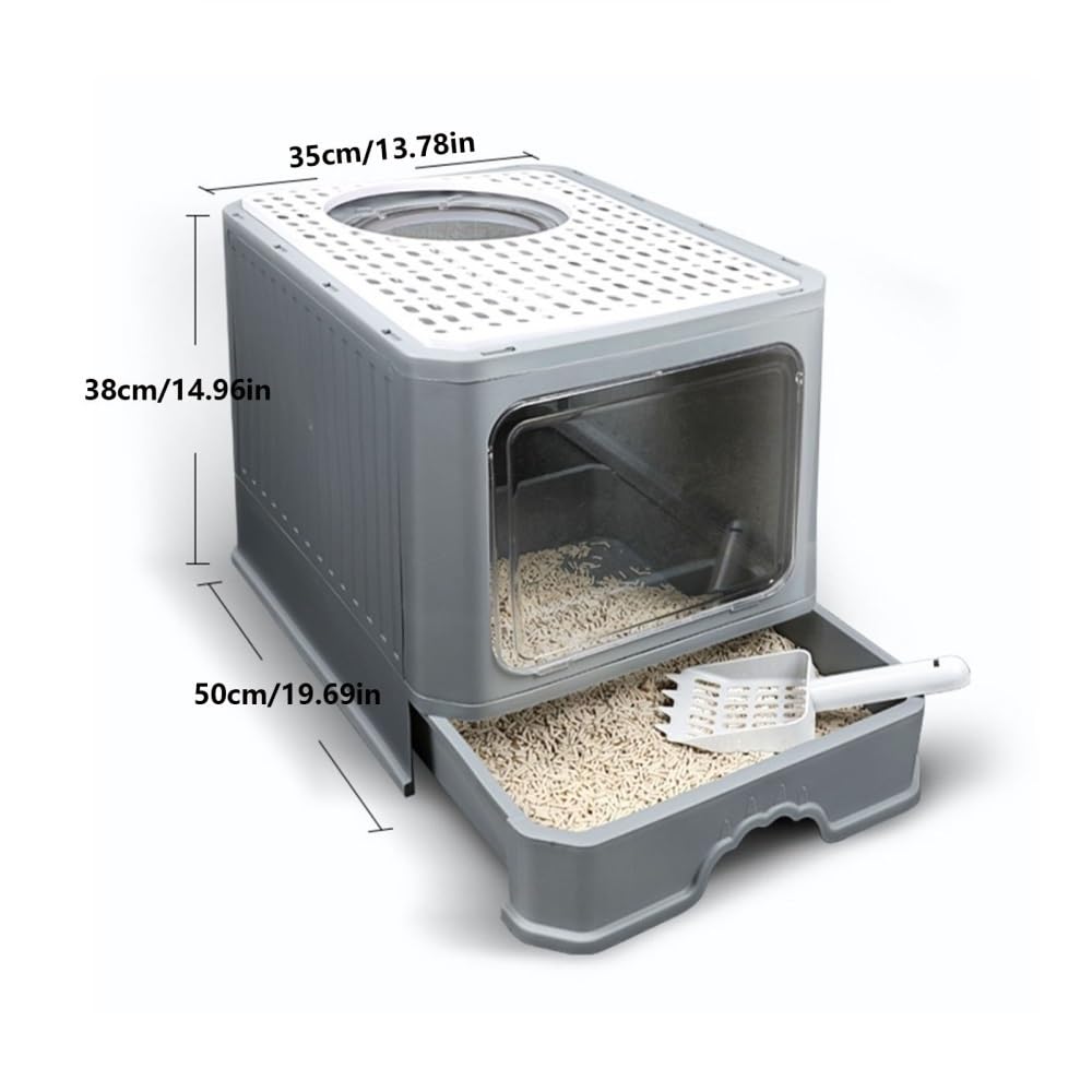 Foldable Enclosed Cat Litter Box with Lid S49735