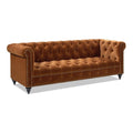 Burnt Orange Velvet Tufted Chesterfield Sofa S78372