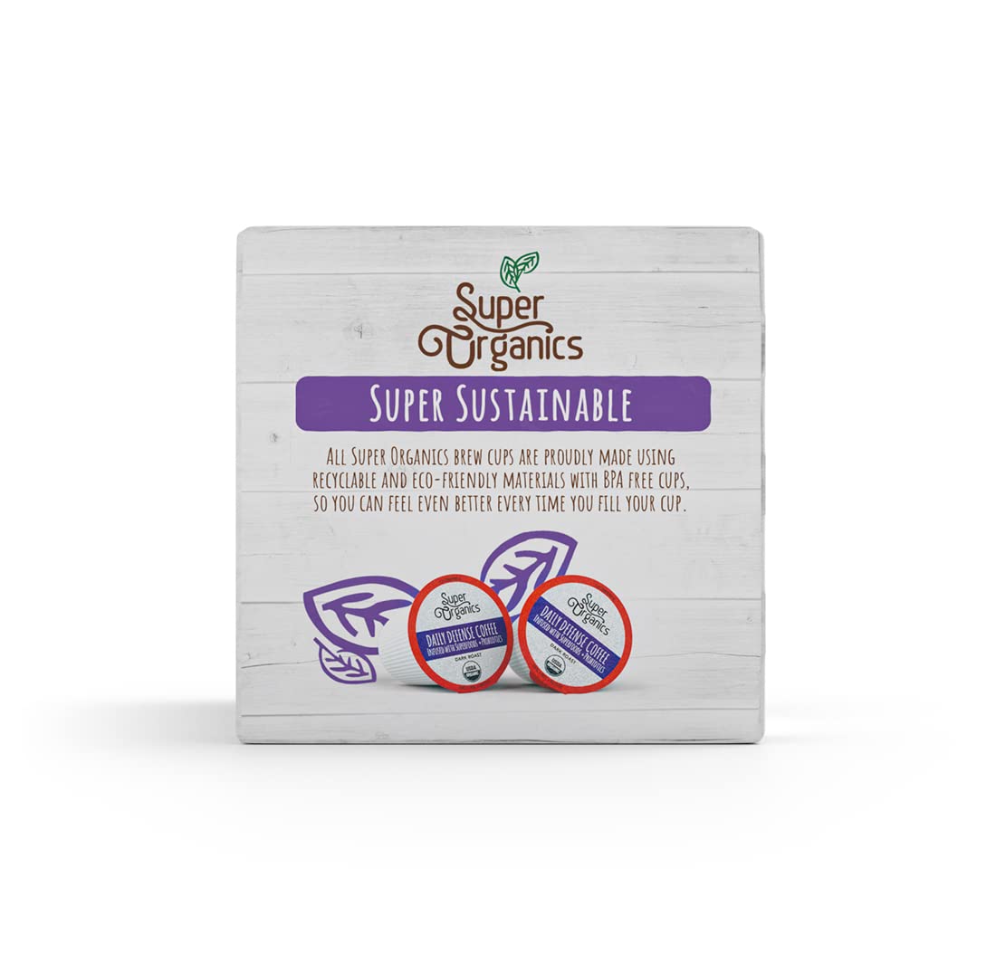 Organic Dark Roast Coffee K Cups with Superfoods and Probiotics, 10ct Single Serve Cups A621