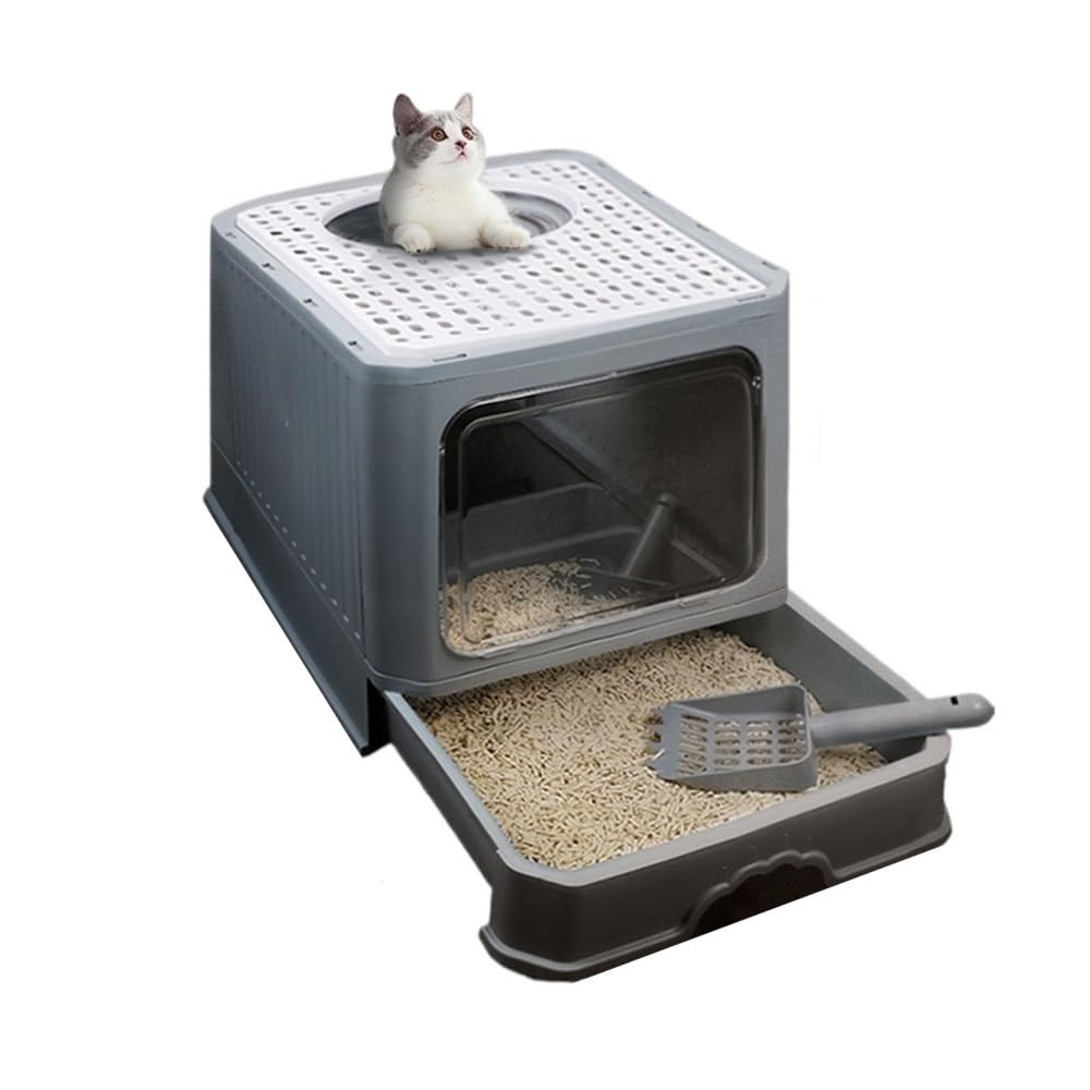 Foldable Enclosed Cat Litter Box with Lid S49735