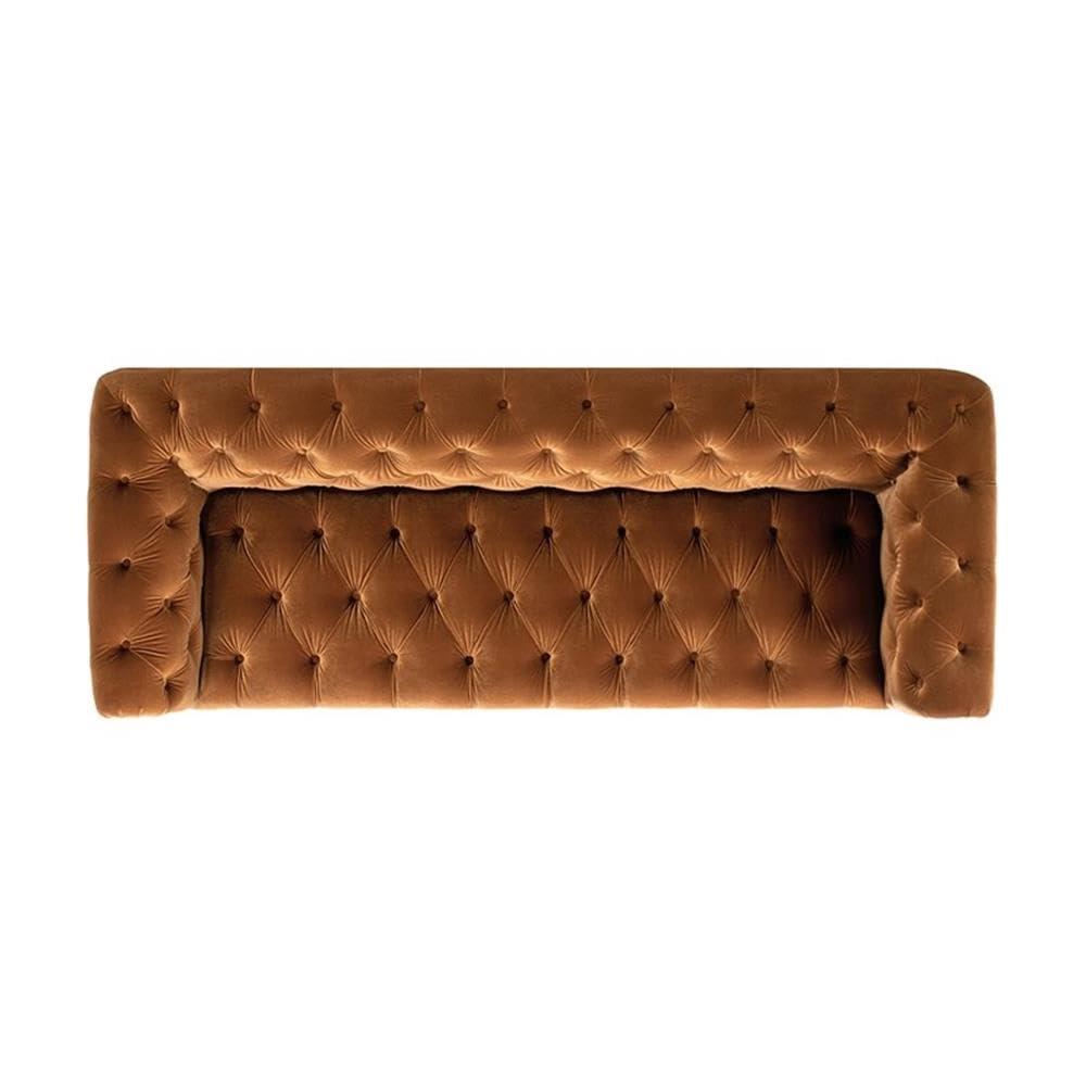 Burnt Orange Velvet Tufted Chesterfield Sofa S78372