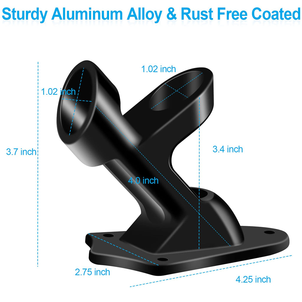 1" Flag Pole Holder Brackets with Hardwares, Two Positions Aluminium Alloy Rust Free Coated, Black 1 Pack L191806