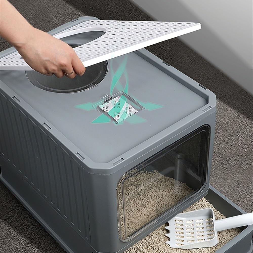 Foldable Enclosed Cat Litter Box with Lid S49735