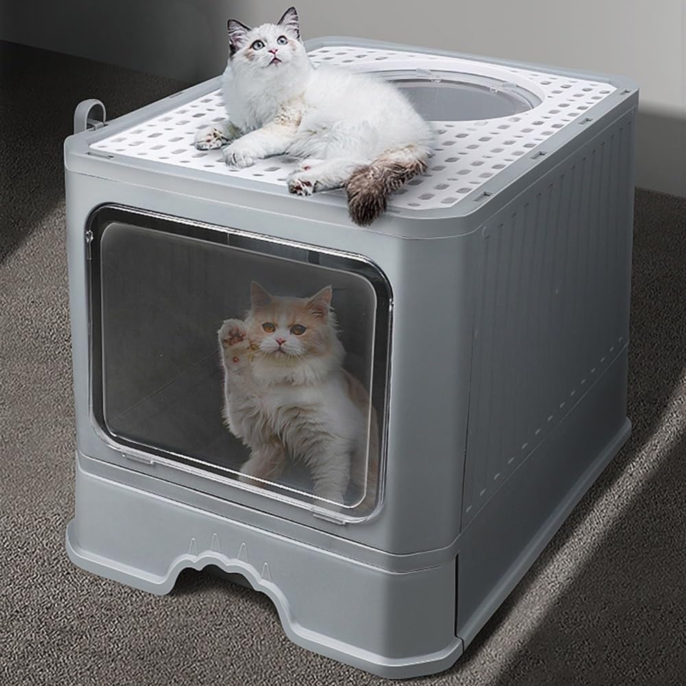 Foldable Enclosed Cat Litter Box with Lid S49735