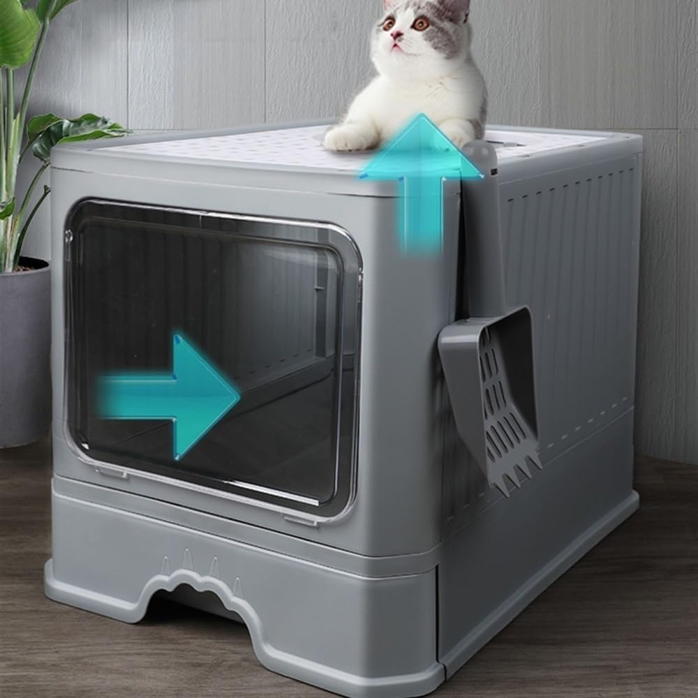 Foldable Enclosed Cat Litter Box with Lid S49735