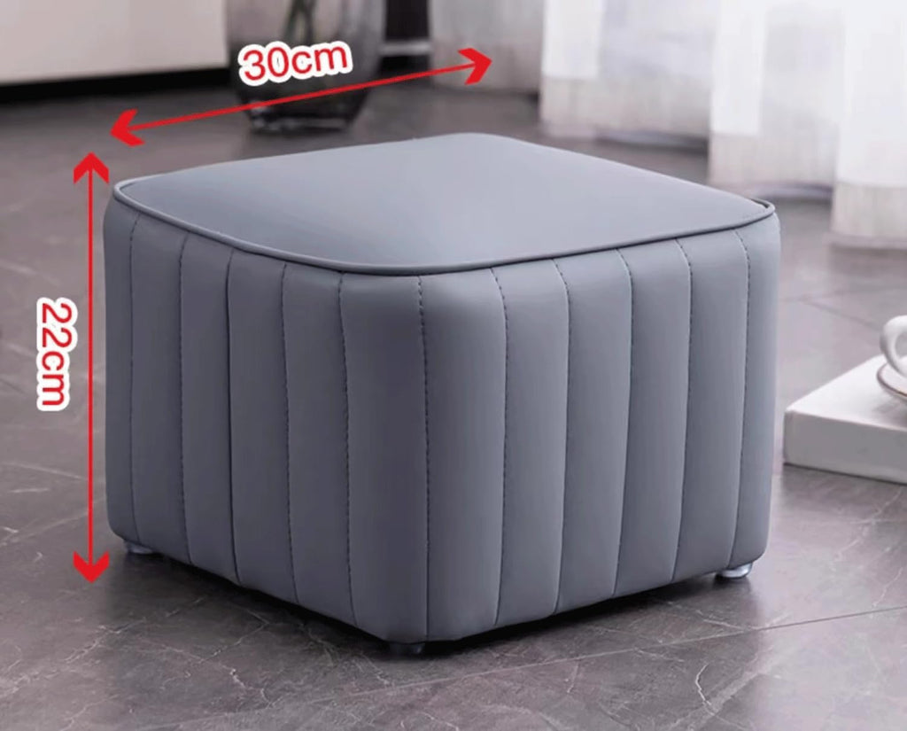 Leather Upholstered Square Footstool B80131
