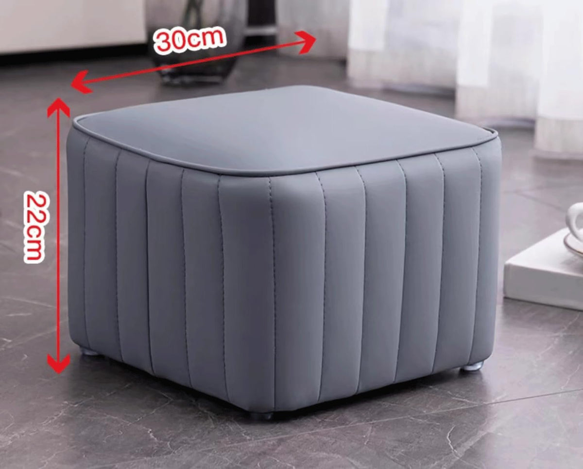 Leather Upholstered Square Footstool B80131