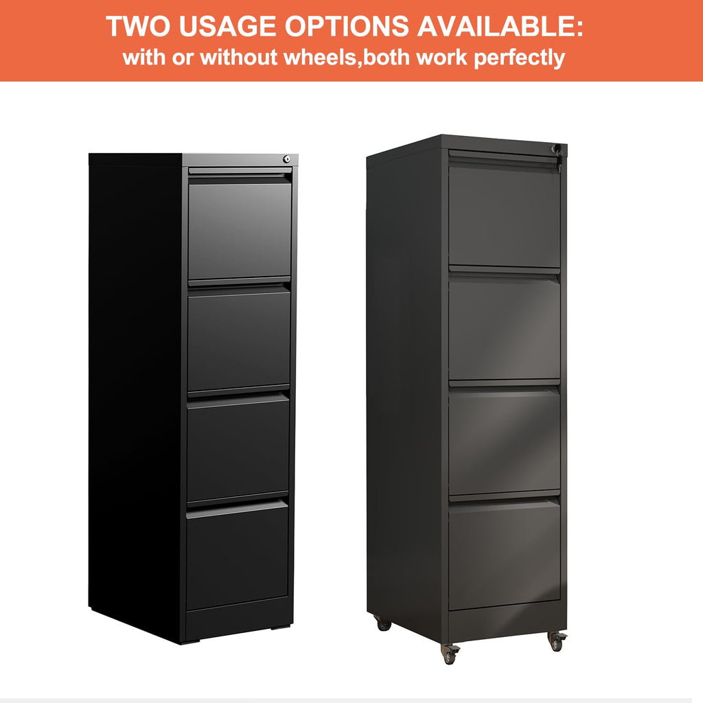4 Drawer Locking File Cabinet with Wheels I75413