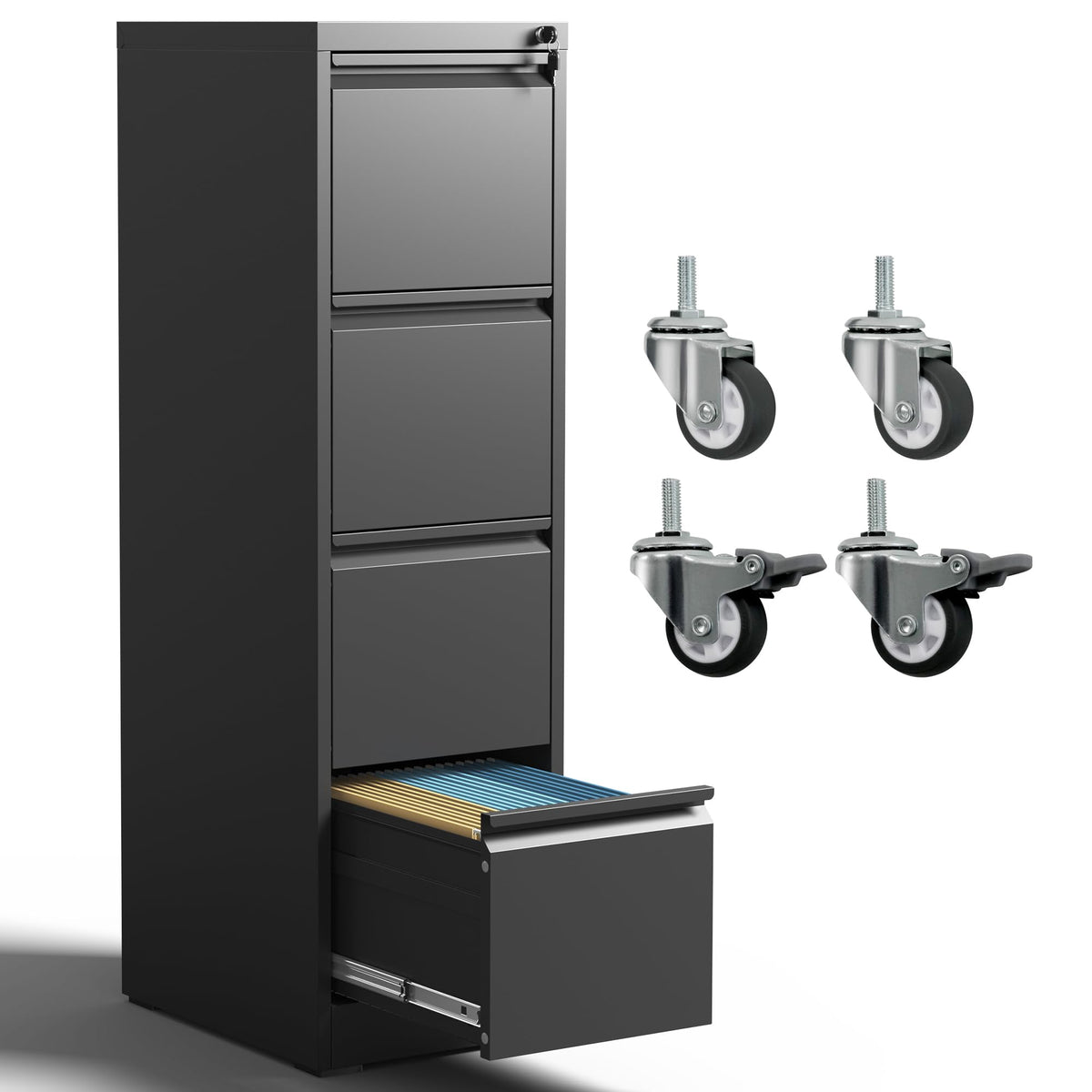 4 Drawer Locking File Cabinet with Wheels I75413