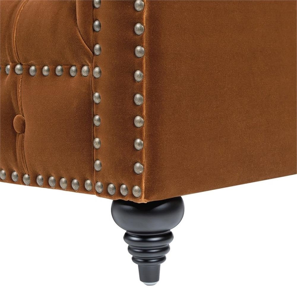 Burnt Orange Velvet Tufted Chesterfield Sofa S78372