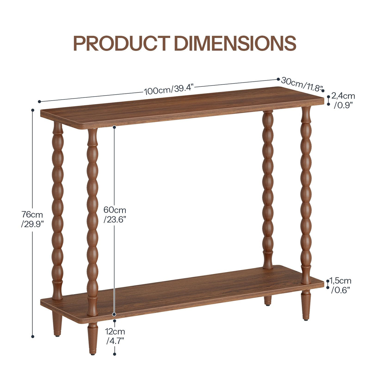 39.4'' 2-Tier Mid-Century Console Table J357