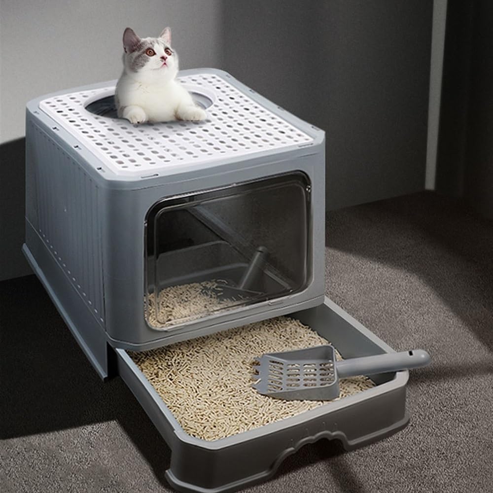 Foldable Enclosed Cat Litter Box with Lid S49735