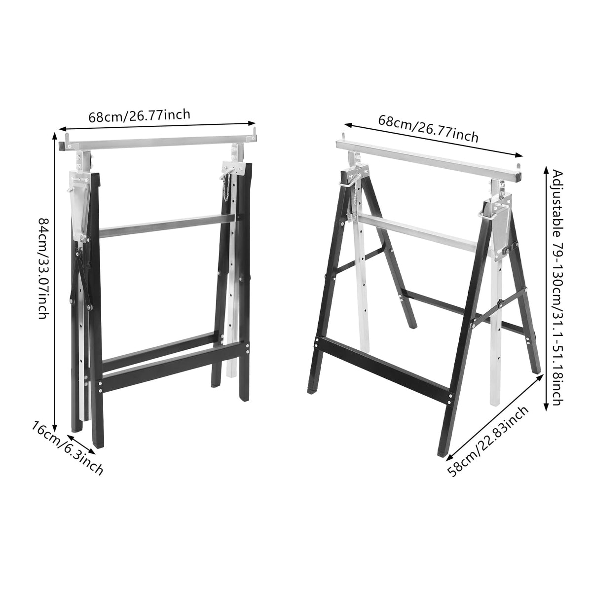 Heavy Duty 2-Pack Folding Sawhorse P6893