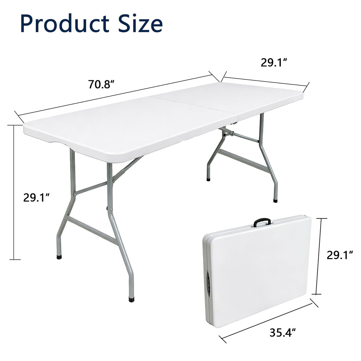 6ft White Folding Table T256