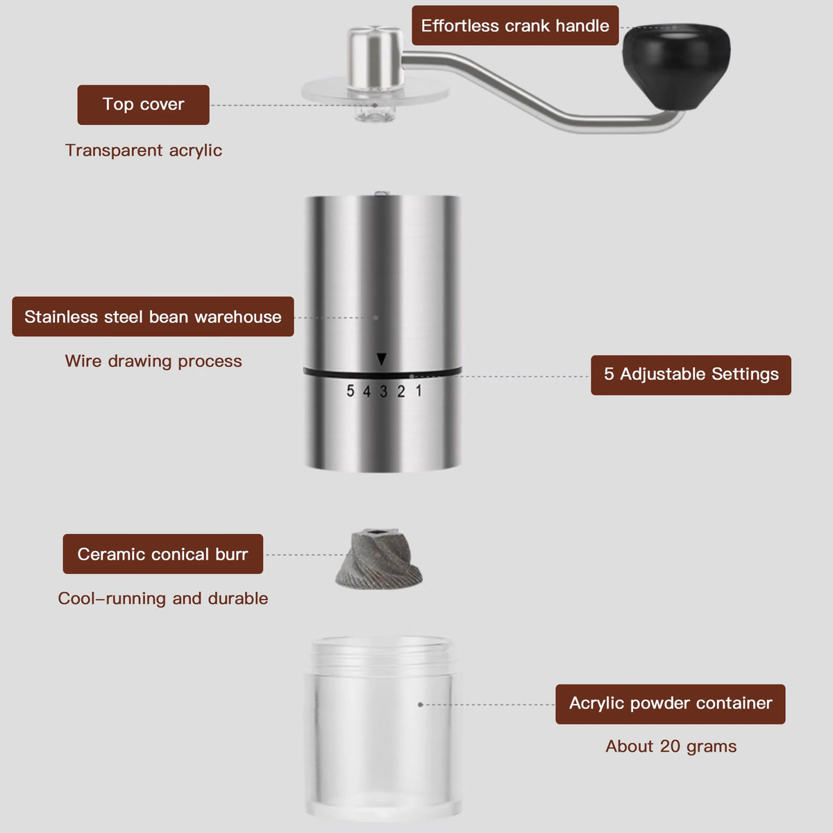 Manual Coffee Grinder with Ceramic Conical Burr M92829
