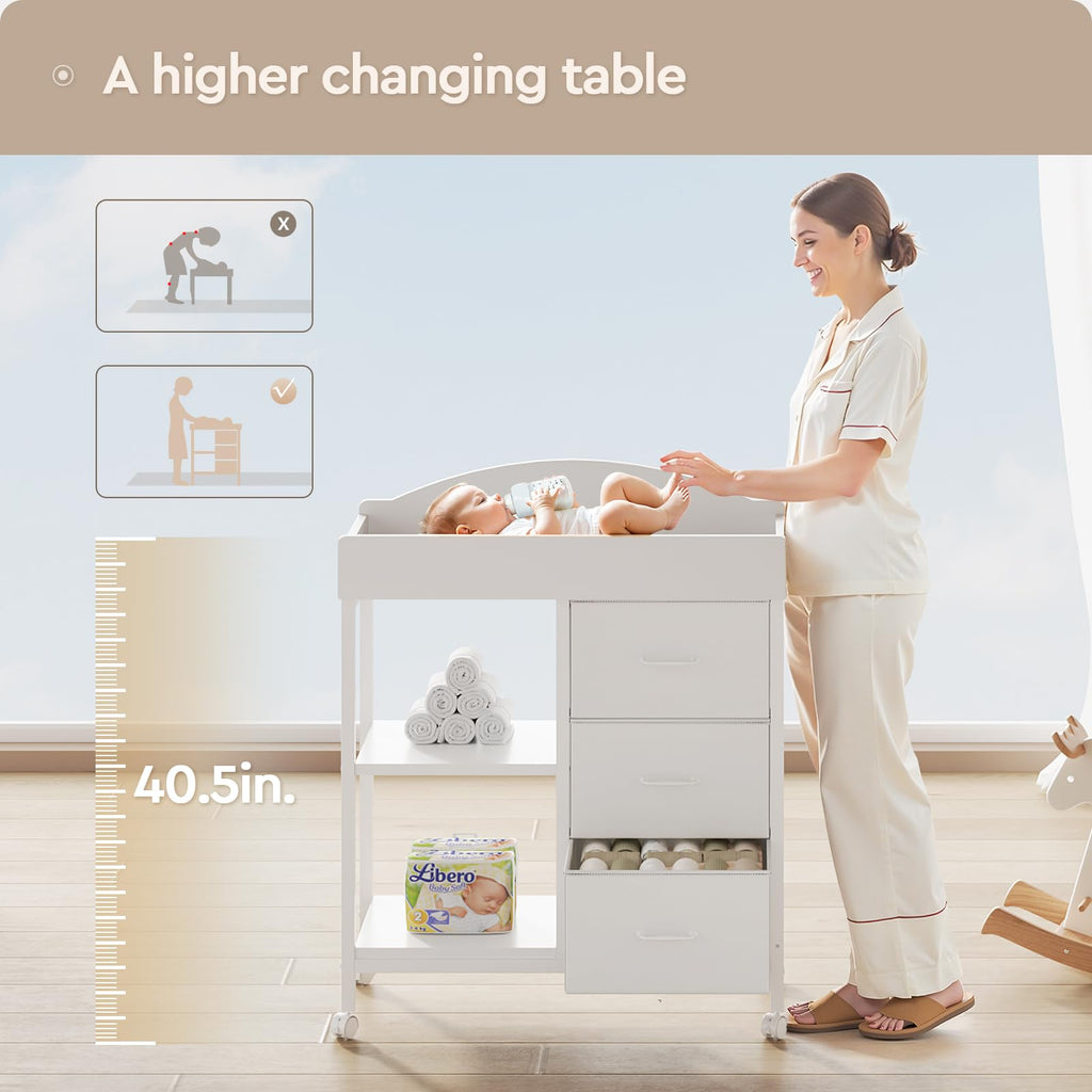White 3 Drawer 2 Shelf Changing Table P838