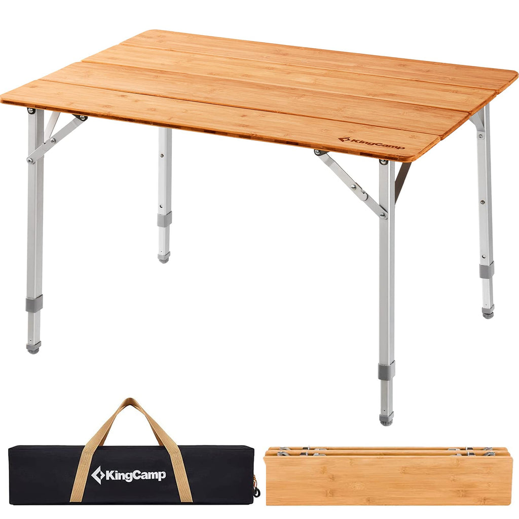 Folding Camping Table Bamboo Adjustable Portable Table C939186