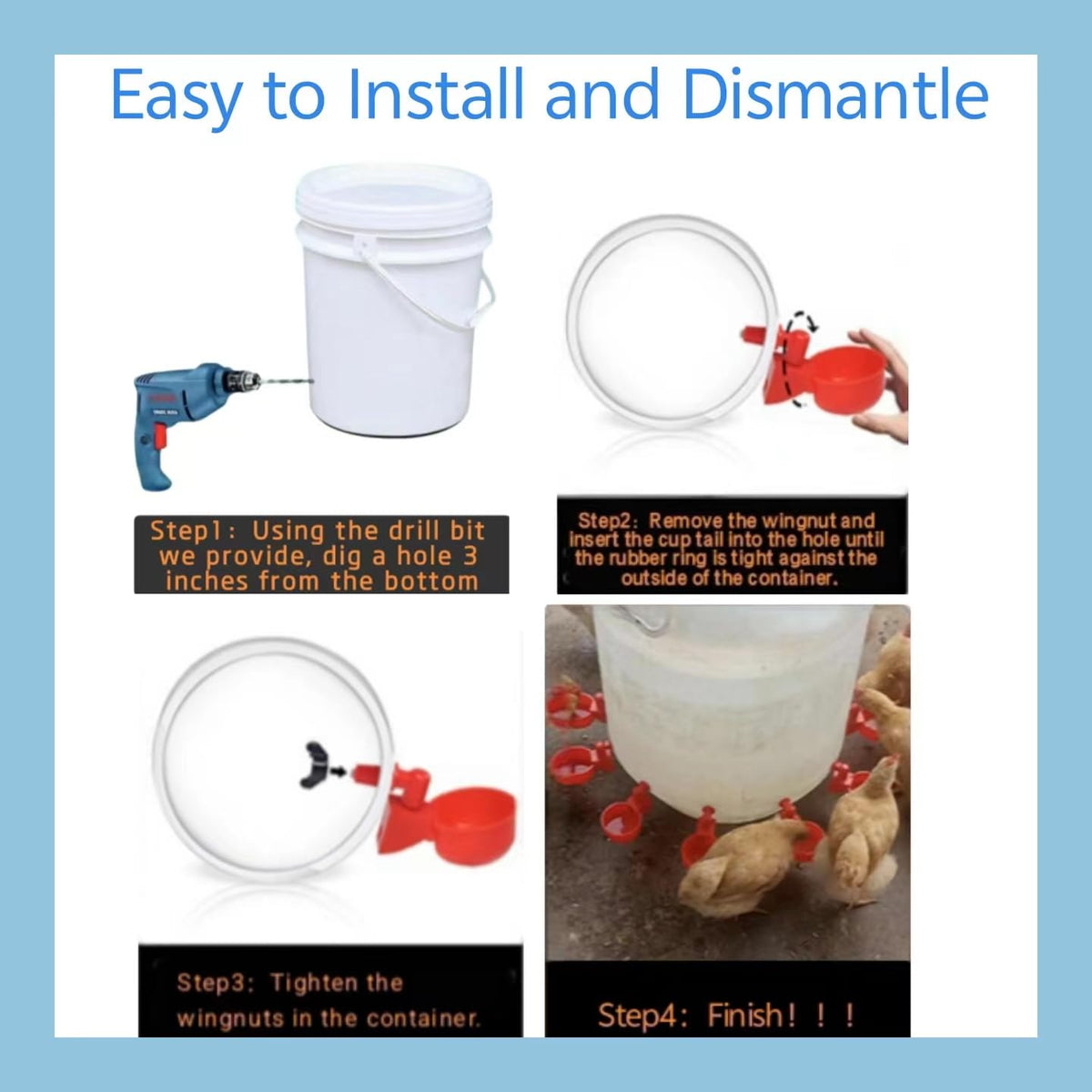 8 Pc Automatic Poultry Waterer Cups with Drill K2471