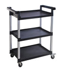 3-Shelf Plastic Utility Cart with Wheels, Black O7481