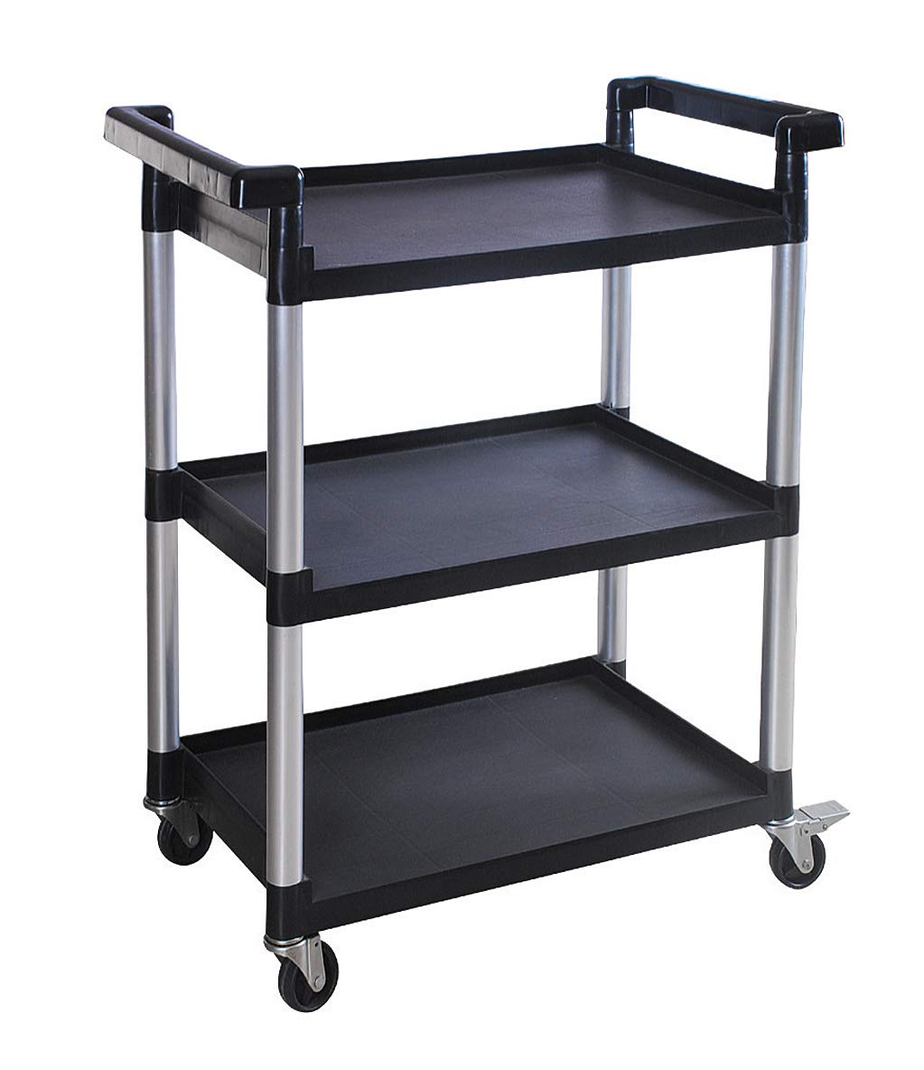 3-Shelf Plastic Utility Cart with Wheels, Black O7481