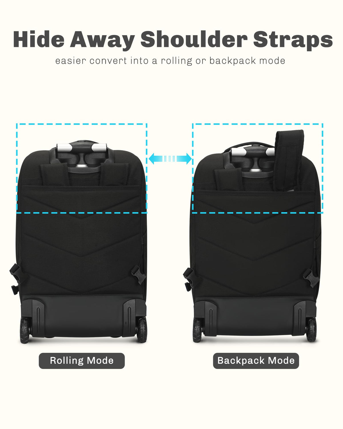 Rolling Backpack with Wheels 43L with Waist Pack X506