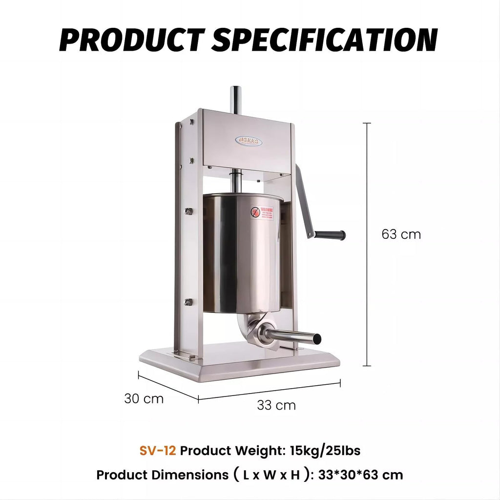 25 Lb Stainless Steel Vertical Sausage Stuffer J9780