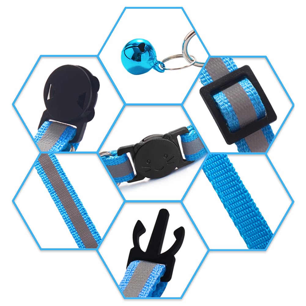 6 Pack Reflective Nylon Cat Collar with Bell J730