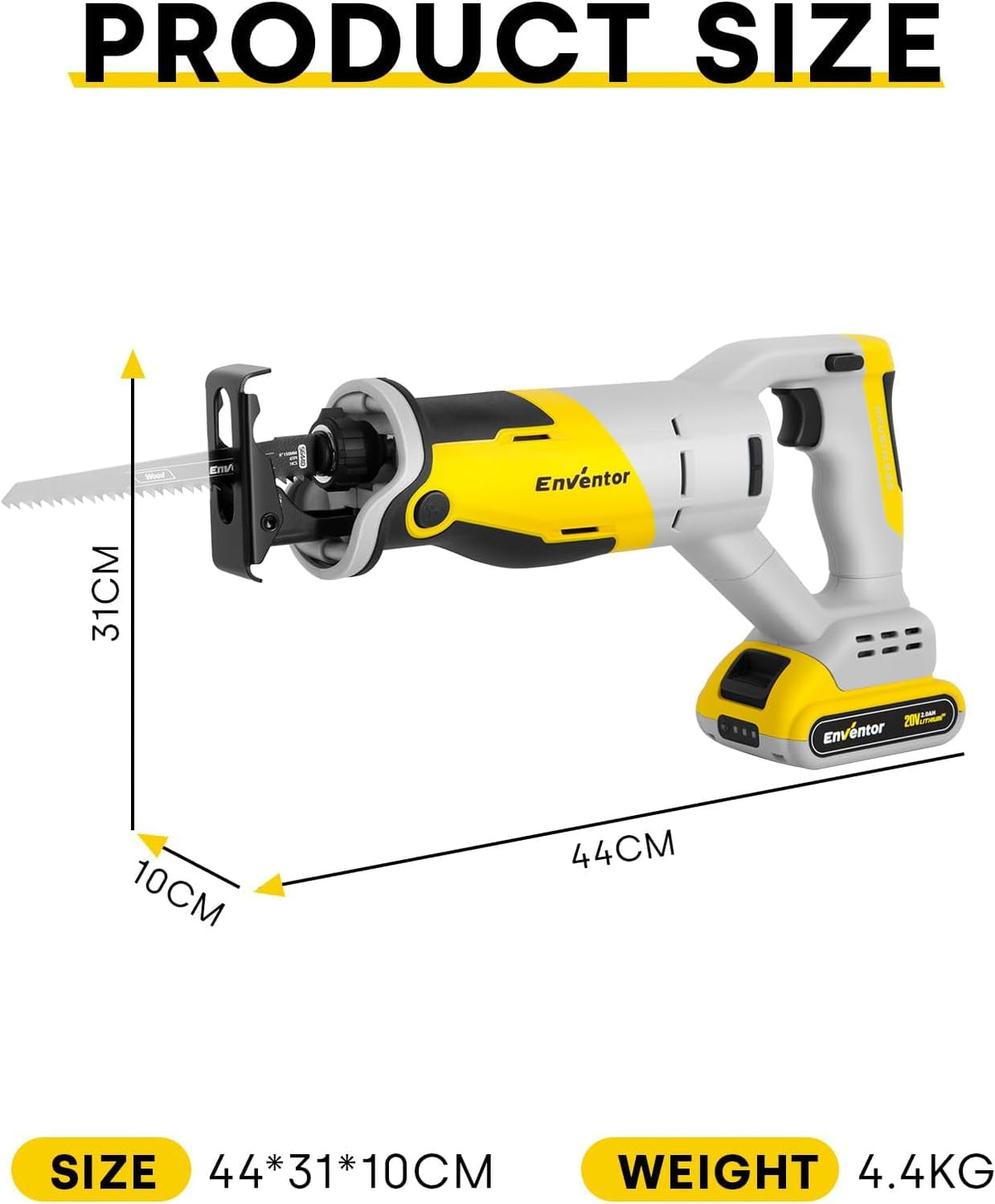 Reciprocating Saw with Brushless Motor, 20V, 2 x 2.0 Ah Batteries I7428