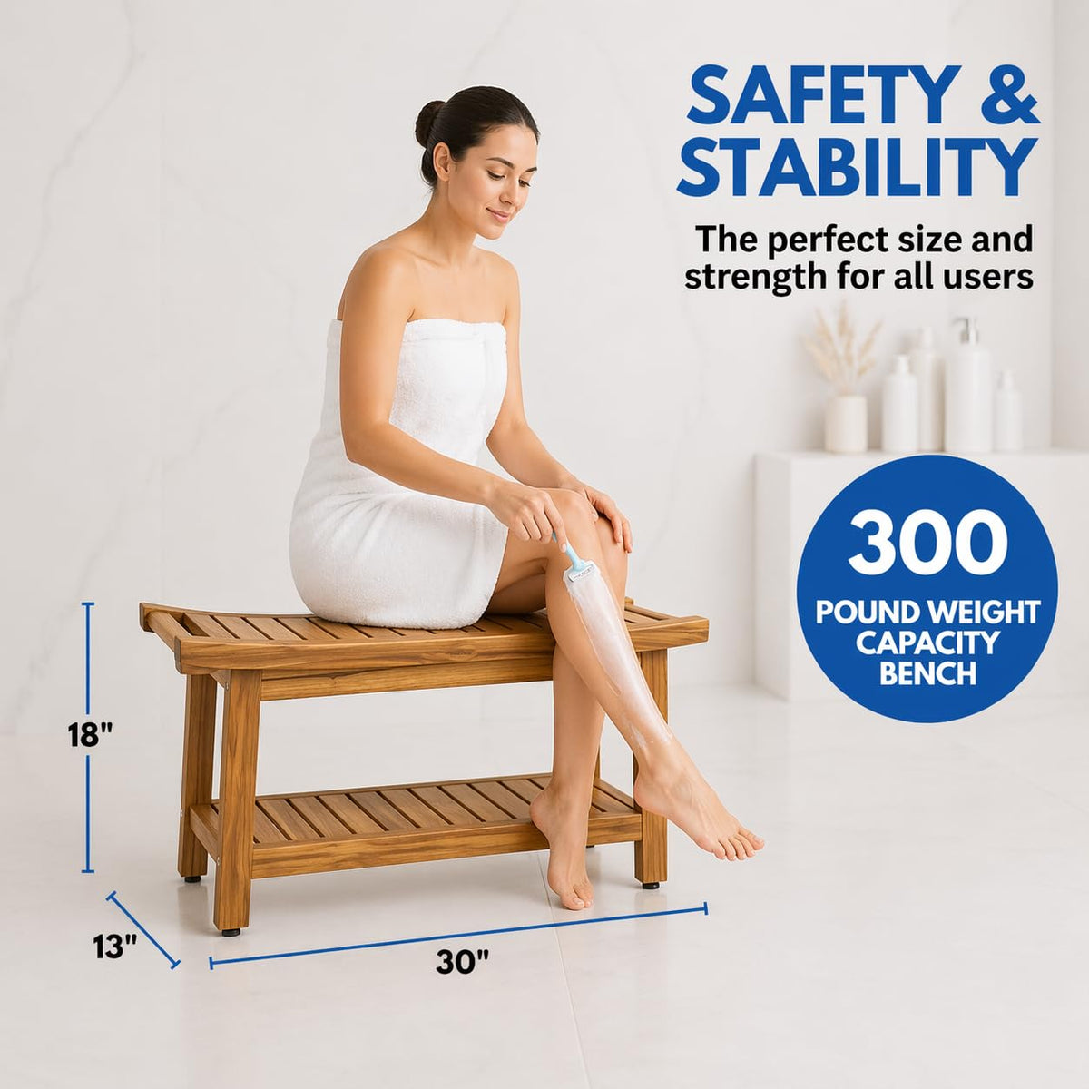 30-Inch Teak Shower Bench Y18324