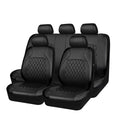 Faux Leather Car Seat Covers Full Set, Airbag Compatible, Breathable, All Black H2110