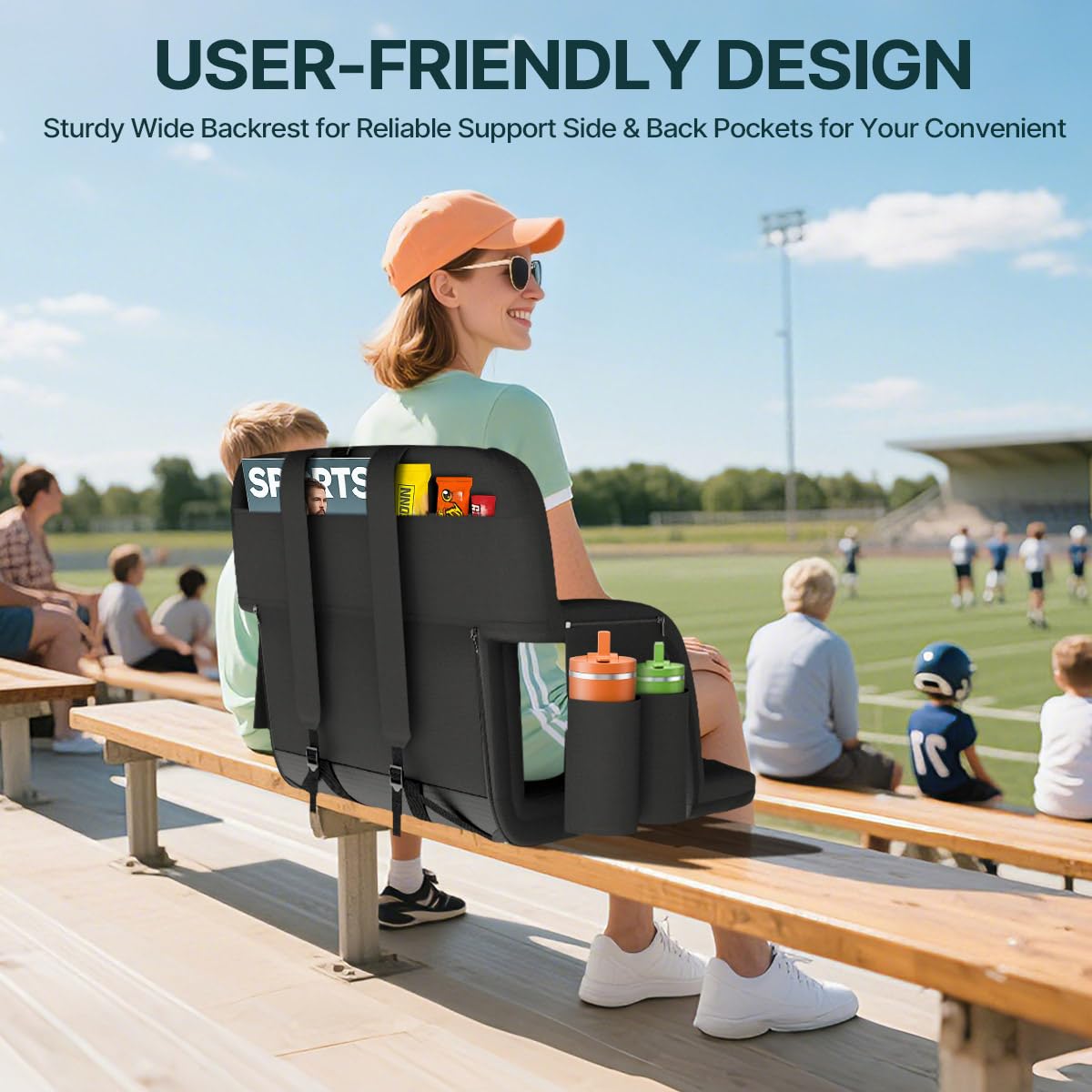25in Stadium Seats for Bleachers with Back Support, Extra Wide, 1PC Y195