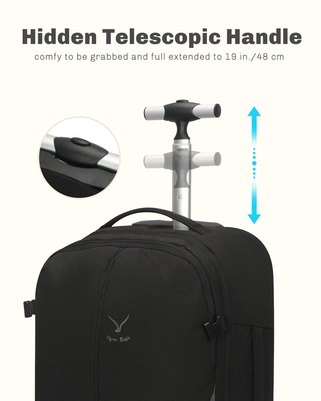Rolling Backpack with Wheels 43L with Waist Pack X506