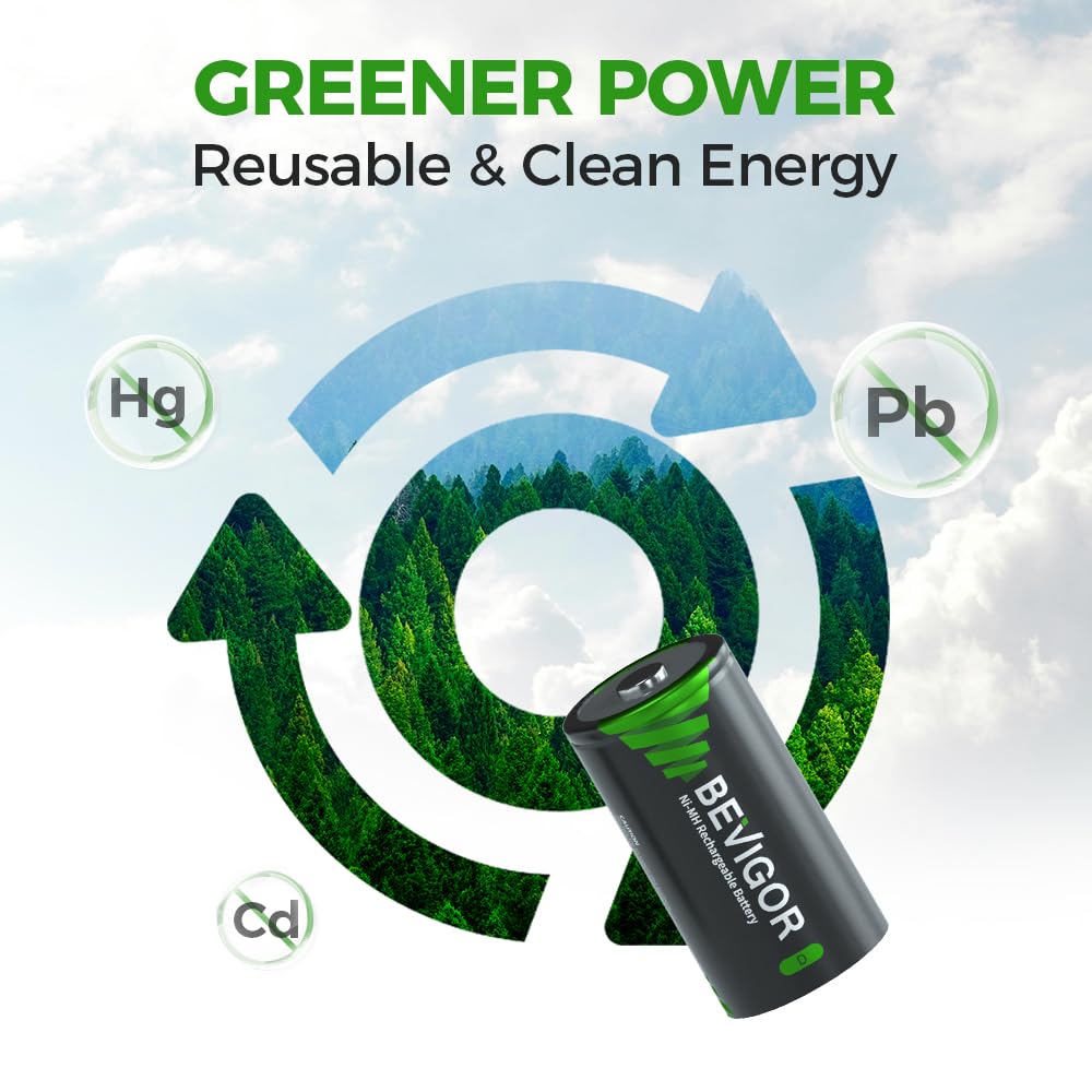 Rechargeable D Batteries 10000mAh NiMH 4 Count Y1996