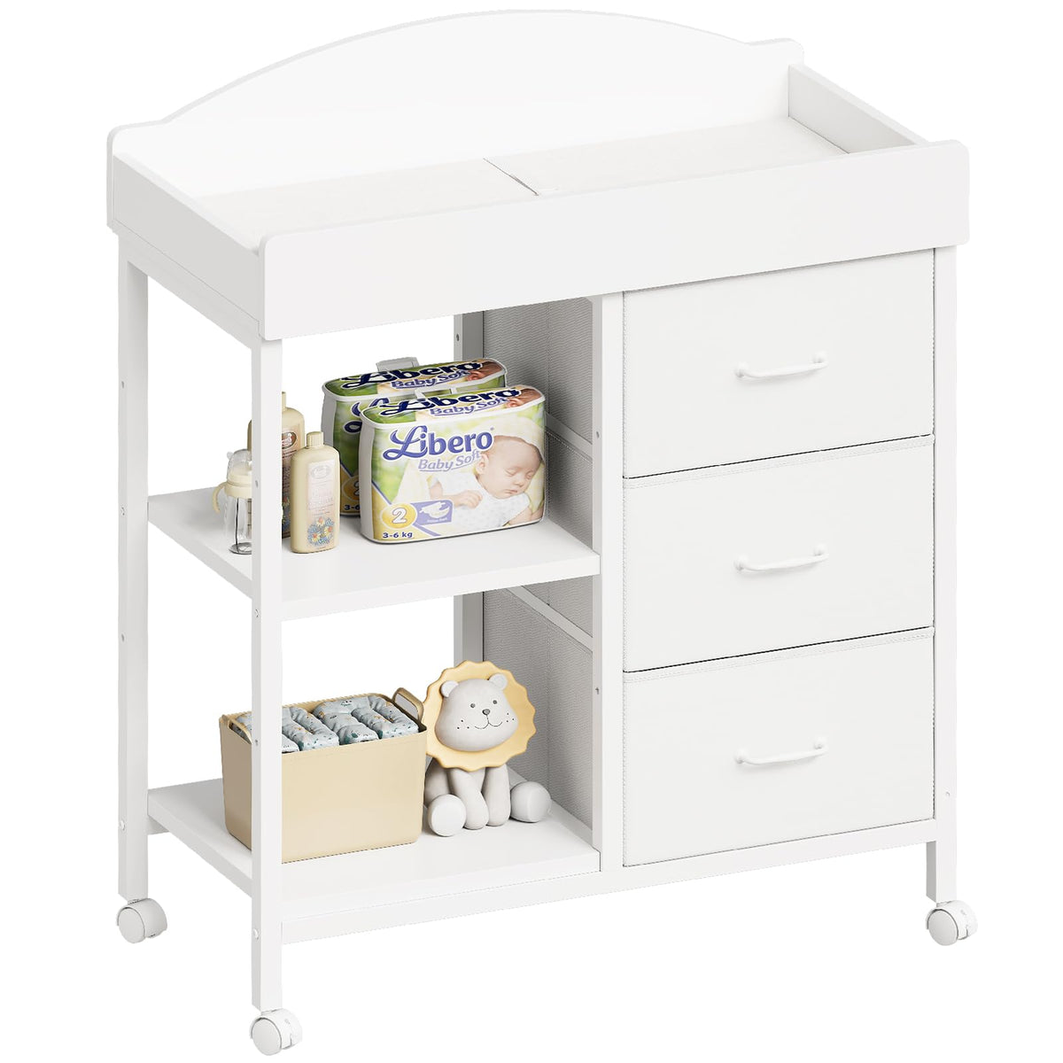 White 3 Drawer 2 Shelf Changing Table P838