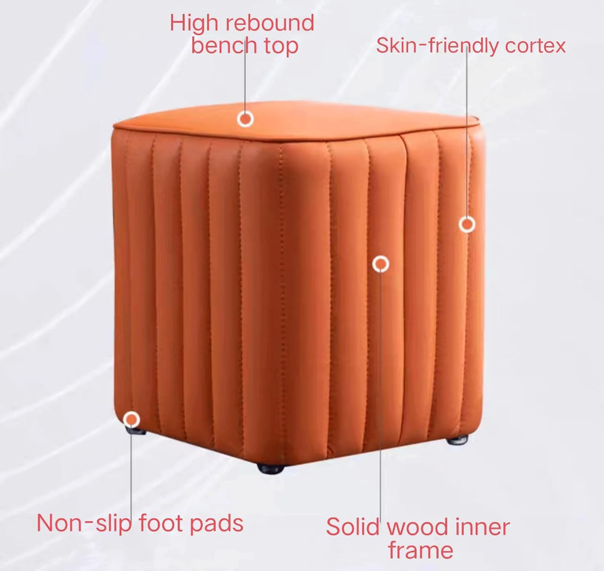 Leather Upholstered Square Footstool B80131