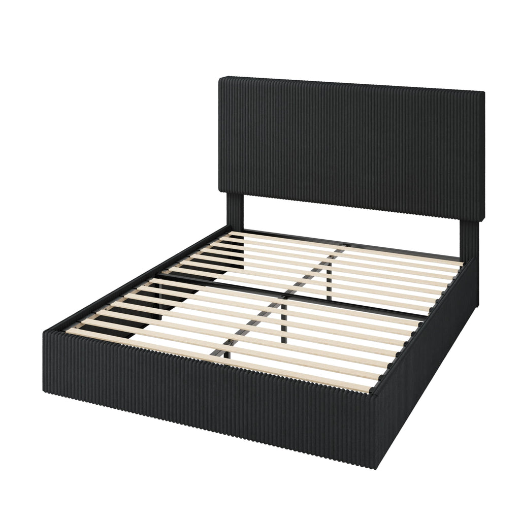 Queen Bed Frame with Adjustable Corduroy Headboard Q631