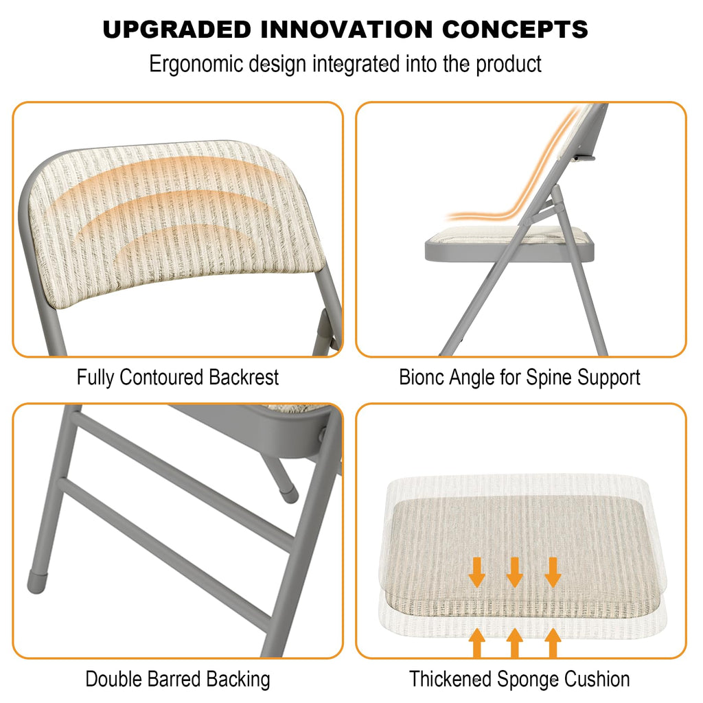 8 Pack Padded Folding Chairs with Fabric Cushion and Back V18851