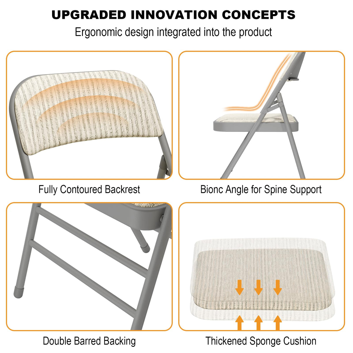 8 Pack Padded Folding Chairs with Fabric Cushion and Back V18851