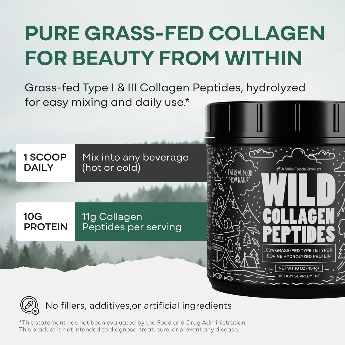 Collagen Peptides Powder Grass-Fed Hydrolyzed 16oz B12523