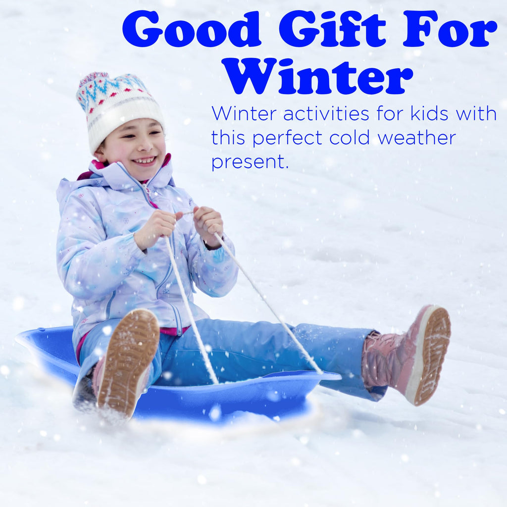 Kids Plastic Snow Sled with Pull Rope and Handles E39176