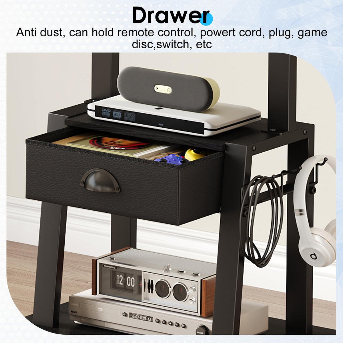 23-60 Inch Mobile TV Stand with Drawer L73046