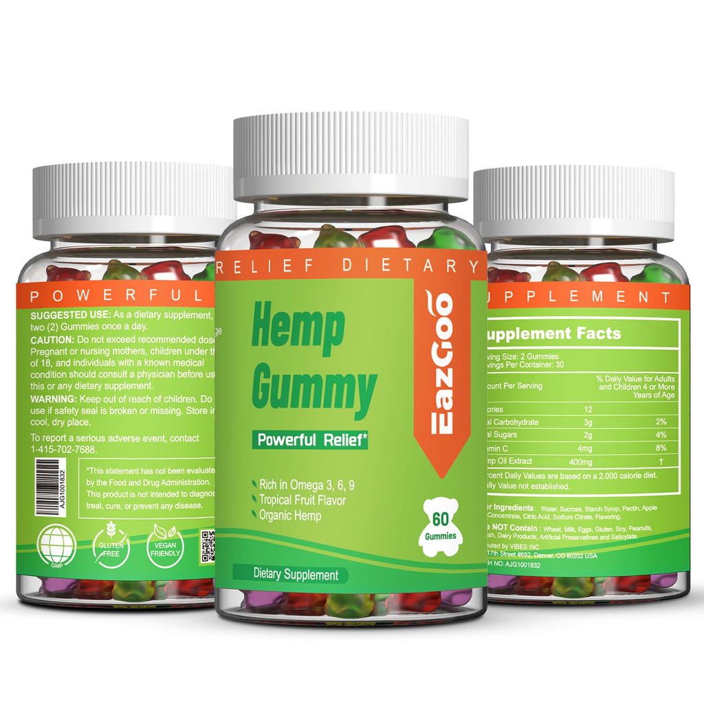 Hemp Gummies 2,000,000 XXL Extra Strength 120 Counts R9469