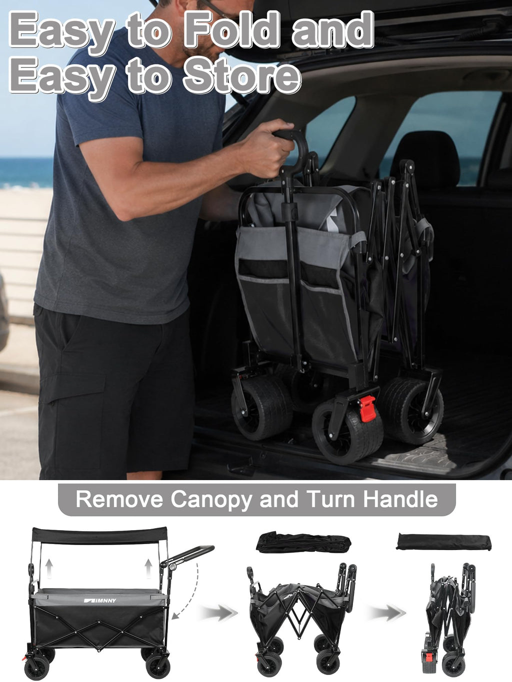 Collapsible Wagon with Canopy Black I498729