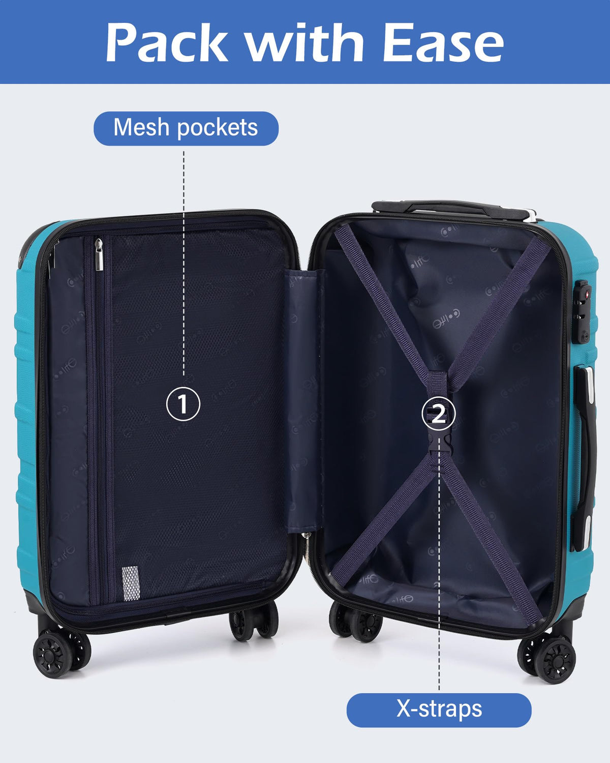 Hardside ABS Luggage with TSA Lock and Spinner Wheels N984