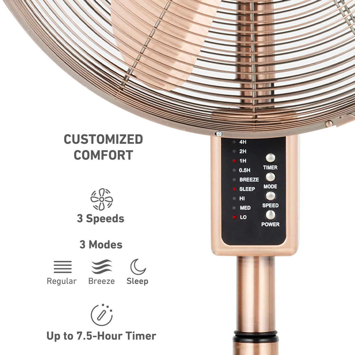 16" Copper Metal Stand Fan P578631