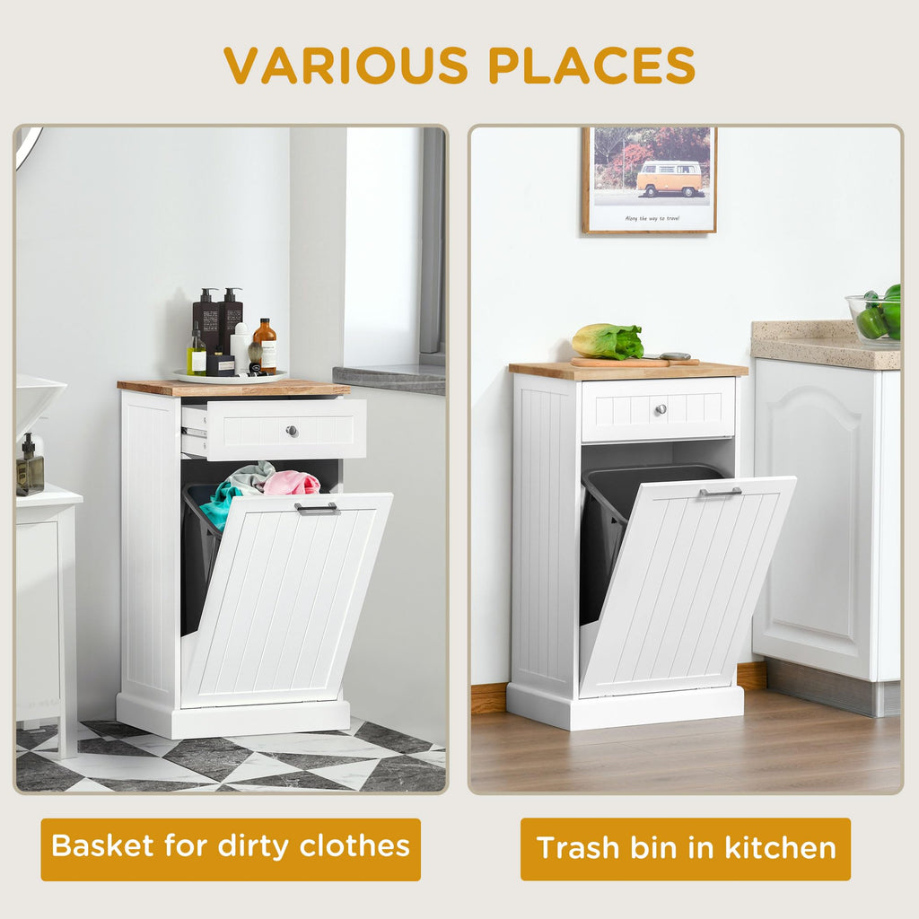 White Double Tilt-Out Trash & Recycling Cabinet Z96600