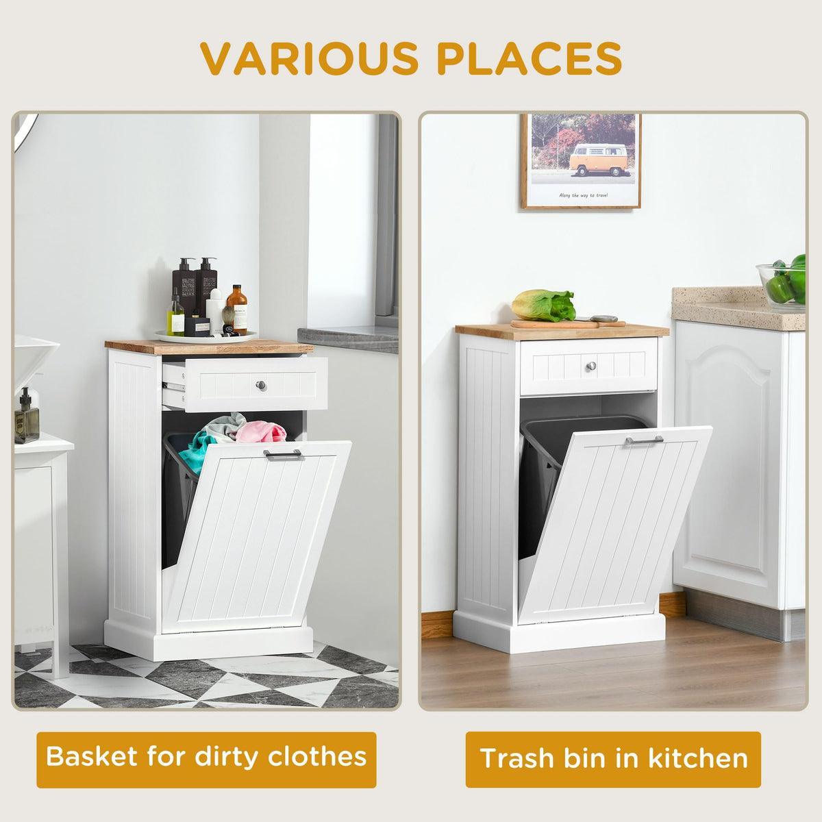 White Double Tilt-Out Trash & Recycling Cabinet Z96600