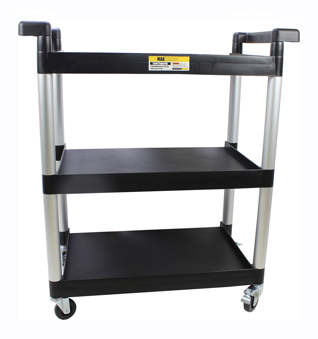 3-Shelf Plastic Utility Cart with Wheels, Black O7481